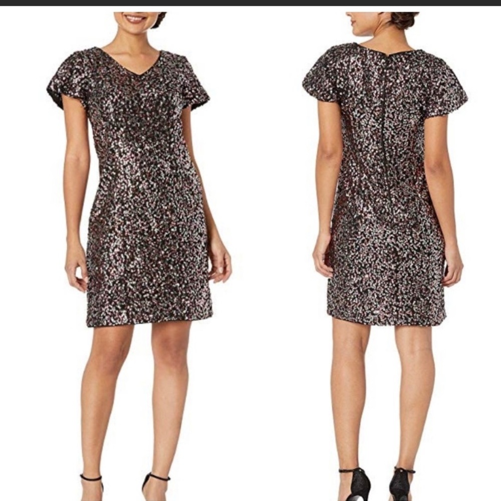 Sequined Dress with flutter sleeves